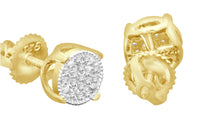 
              .15 CARAT REAL DIAMONDS STERLING SILVER YELLOW GOLD PLATED WOMENS 6 MM EARRINGS STUDS
            