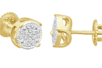 
              .15 CARAT REAL DIAMONDS STERLING SILVER YELLOW GOLD PLATED WOMENS 6 MM EARRINGS STUDS
            