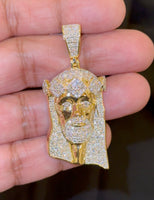 
              4.20 CARAT CERTIFIED LAB GROWN DIAMONDS STERLING SILVER GOLD PLATED 2.25 INCHES JESUS CROSS PENDANT
            