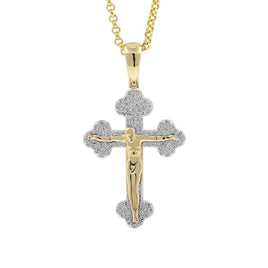 10K YELLOW GOLD .50 CARAT 1.50 INCHES REAL DIAMOND MEN CROSS PENDANT JESUS CHARM CROSS