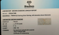 
              2.72 CARAT CERTIFIED LAB GROWN DIAMONDS 16 MM STERLING SILVER GOLD PLATED STUDS EARRINGS
            
