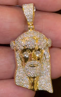 
              2.08 CARAT CERTIFIED LAB GROWN DIAMONDS STERLING SILVER GOLD PLATED 1.75 INCHES JESUS CROSS PENDANT
            