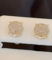 
              .35 CARAT NATURAL DIAMONDS STERLING SILVER GOLD PLATED 7.5 MM EARRINGS STUDS
            