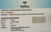 
              .56 CARAT STERLING SILVER GOLD PLATED 6 MM CERTIFIED LAB GROWN DIAMONDS STUDS EARRINGS
            