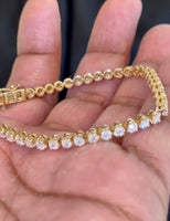 
              14K YELLOW GOLD 5 CARAT LAB GROWN DIAMONDS 7 INCHES 3.5 MM BRACELET
            