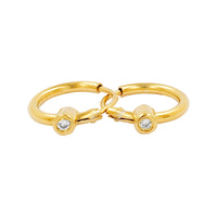 
              .03 CARAT CERTFIED LAB GROWN DIAMONDS STERLING SILVER GOLD PLATED 10 MM EARRINGS HOOPS
            