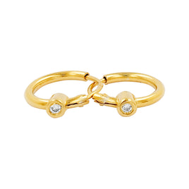 .03 CARAT CERTFIED LAB GROWN DIAMONDS STERLING SILVER GOLD PLATED 10 MM EARRINGS HOOPS