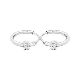.03 CARAT CERTFIED LAB GROWN DIAMONDS STERLING SILVER RHODIUM PLATED 10 MM EARRINGS HOOPS