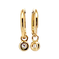 
              .04 CARAT CERTFIED LAB GROWN DIAMONDS STERLING SILVER GOLD PLATED 15 MM EARRINGS HOOPS
            