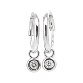 .04 CARAT CERTFIED LAB GROWN DIAMONDS STERLING SILVER RHODIUM PLATED 15 MM EARRINGS HOOPS
