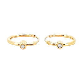 .03 CARAT CERTFIED LAB GROWN DIAMONDS STERLING SILVER GOLD PLATED 15 MM EARRINGS HOOPS