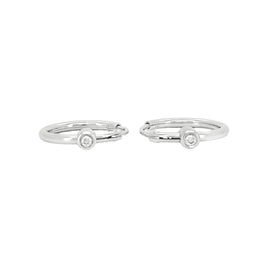 .03 CARAT CERTFIED LAB GROWN DIAMONDS STERLING SILVER RHODIUM PLATED 15 MM EARRINGS HOOPS