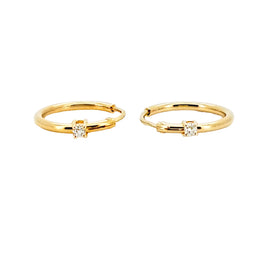 .03 CARAT CERTFIED LAB GROWN DIAMONDS STERLING SILVER GOLD PLATED 12 MM EARRINGS HOOPS