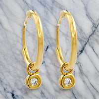 
              .04 CARAT CERTFIED LAB GROWN DIAMONDS STERLING SILVER GOLD PLATED 15 MM EARRINGS HOOPS
            