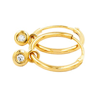 
              .04 CARAT CERTFIED LAB GROWN DIAMONDS STERLING SILVER GOLD PLATED 15 MM EARRINGS HOOPS
            