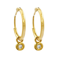 
              .04 CARAT CERTFIED LAB GROWN DIAMONDS STERLING SILVER GOLD PLATED 15 MM EARRINGS HOOPS
            