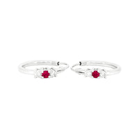 
              .20 CARAT CERTFIED LAB GROWN DIAMONDS & RUBY STERLING SILVER RHODIUM PLATED 15 MM EARRINGS HOOPS
            