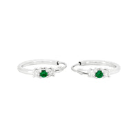 
              .20 CARAT CERTFIED LAB GROWN DIAMONDS & EMERALD STERLING SILVER RHODIUM PLATED 15 MM EARRINGS HOOPS
            