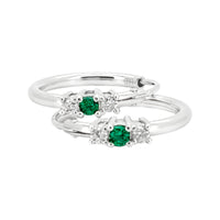 
              .20 CARAT CERTFIED LAB GROWN DIAMONDS & EMERALD STERLING SILVER RHODIUM PLATED 15 MM EARRINGS HOOPS
            