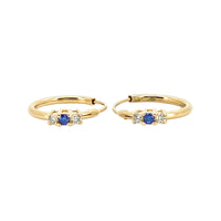 
              .20 CARAT CERTFIED LAB GROWN DIAMONDS & SAPPHIRE STERLING SILVER GOLD PLATED 15 MM EARRINGS HOOPS
            