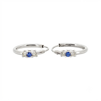 
              .20 CARAT CERTFIED LAB GROWN DIAMONDS & SAPPHIRE STERLING SILVER RHODIUM PLATED 15 MM EARRINGS HOOPS
            