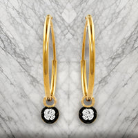 
              .15 CARAT CERTFIED LAB GROWN DIAMONDS STERLING SILVER GOLD PLATED 20 MM EARRINGS HOOPS
            