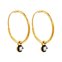 
              .15 CARAT CERTFIED LAB GROWN DIAMONDS STERLING SILVER GOLD PLATED 20 MM EARRINGS HOOPS
            