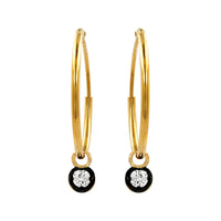 
              .15 CARAT CERTFIED LAB GROWN DIAMONDS STERLING SILVER GOLD PLATED 20 MM EARRINGS HOOPS
            