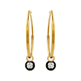 .15 CARAT CERTFIED LAB GROWN DIAMONDS STERLING SILVER GOLD PLATED 20 MM EARRINGS HOOPS