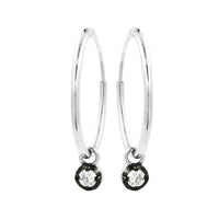 
              .15 CARAT CERTFIED LAB GROWN DIAMONDS STERLING SILVER RHODIUM PLATED 20 MM EARRINGS HOOPS
            