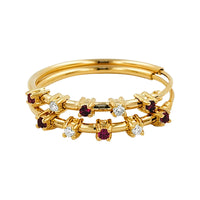 
              .15 CARAT CERTFIED LAB GROWN DIAMONDS & RUBY STERLING SILVER GOLD PLATED 20 MM EARRINGS HOOPS
            