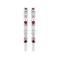 
              .15 CARAT CERTFIED LAB GROWN DIAMONDS & RUBY STERLING SILVER RHODIUM PLATED 20 MM EARRINGS HOOPS
            