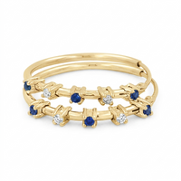 
              .15 CARAT CERTFIED LAB GROWN DIAMONDS & SAPPHIRE STERLING SILVER GOLD PLATED 20 MM EARRINGS HOOPS
            