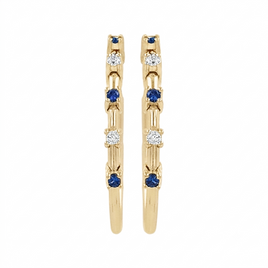 .15 CARAT CERTFIED LAB GROWN DIAMONDS & SAPPHIRE STERLING SILVER GOLD PLATED 20 MM EARRINGS HOOPS