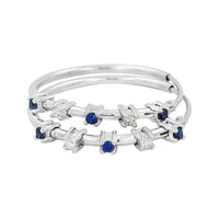 
              .15 CARAT CERTFIED LAB GROWN DIAMONDS & SAPPHIRE STERLING SILVER RHODIUM PLATED 20 MM EARRINGS HOOPS
            