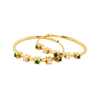 
              .15 CARAT CERTFIED LAB GROWN DIAMONDS & EMERALD STERLING SILVER GOLD PLATED 20 MM EARRINGS HOOPS
            