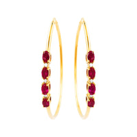 
              2.04 CARAT CERTFIED LAB GROWN DIAMONDS & RUBY STERLING SILVER GOLD PLATED 50 MM EARRINGS HOOPS
            