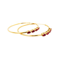 
              2.04 CARAT CERTFIED LAB GROWN DIAMONDS & RUBY STERLING SILVER GOLD PLATED 50 MM EARRINGS HOOPS
            