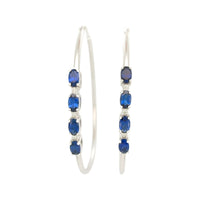 
              2.14 CARAT CERTFIED LAB GROWN DIAMONDS & SAPPHIRE STERLING SILVER RHODIUM PLATED 50 MM EARRINGS HOOPS
            