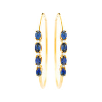 
              2.16 CARAT CERTFIED LAB GROWN DIAMONDS & SAPPHIRE STERLING SILVER GOLD PLATED 50 MM EARRINGS HOOPS
            