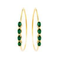 
              1.68 CARAT CERTFIED LAB GROWN DIAMONDS & EMERALD STERLING SILVER GOLD PLATED 50 MM EARRINGS HOOPS
            
