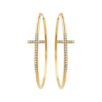 
              .40 CARAT CERTFIED LAB GROWN DIAMONDS STERLING SILVER GOLD PLATED 55 MM EARRINGS HOOPS
            
