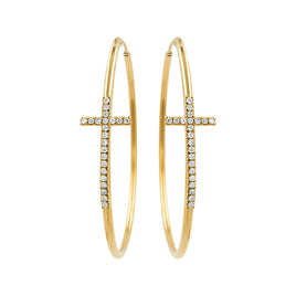 .40 CARAT CERTFIED LAB GROWN DIAMONDS STERLING SILVER GOLD PLATED 55 MM EARRINGS HOOPS