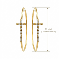
              .40 CARAT CERTFIED LAB GROWN DIAMONDS STERLING SILVER GOLD PLATED 55 MM EARRINGS HOOPS
            