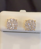 
              .65 CARAT CERTIFIED LAB GROWN DIAMONDS 8 MM STERLING SILVER GOLD PLATED STUDS EARRINGS
            