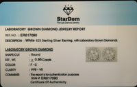 
              .95 CARAT CERTIFIED LAB GROWN DIAMONDS 9 MM STERLING SILVER RHODIUM PLATED STUDS EARRINGS
            