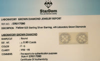 
              .90 CARAT CERTIFIED LAB GROWN DIAMONDS 9 MM STERLING SILVER GOLD PLATED STUDS EARRINGS
            