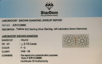 
              2.12 CARAT CERTIFIED LAB GROWN DIAMONDS 13 MM STERLING SILVER GOLD PLATED STUDS EARRINGS
            