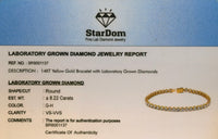 
              14K YELLOW GOLD 8.22 CARAT LAB GROWN DIAMONDS 7 INCHES 3.5 MM BRACELET
            