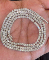 
              15.05 CARAT LAB GROWN DIAMONDS STERLING SILVER 22 INCHES 18.23 GRAMS 3 MM TENNIS CHAIN NECKLACE
            